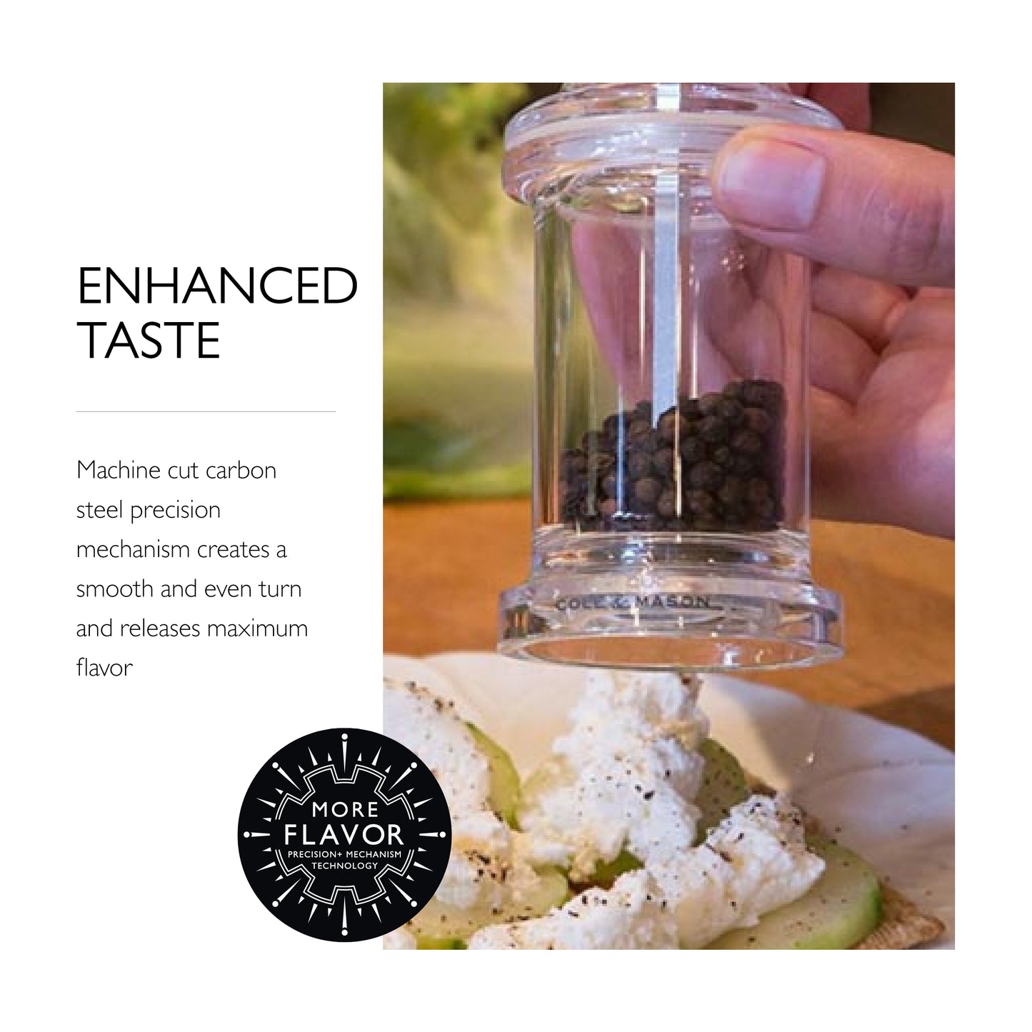 COLE & MASON 505 Pepper Grinder- Acrylic Mill Includes Precision Mechanism and Premium Peppercorns