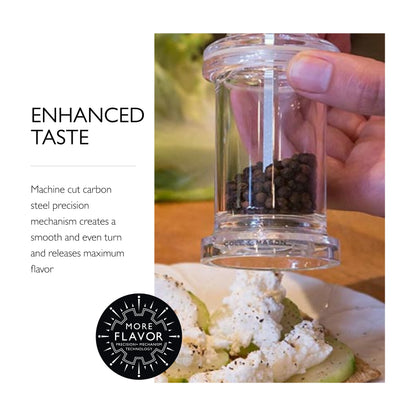 COLE & MASON 505 Pepper Grinder- Acrylic Mill Includes Precision Mechanism and Premium Peppercorns