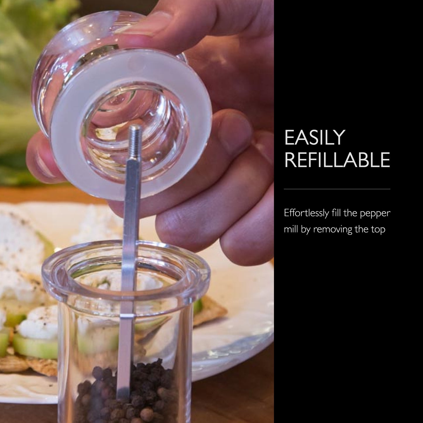 COLE & MASON 505 Pepper Grinder- Acrylic Mill Includes Precision Mechanism and Premium Peppercorns