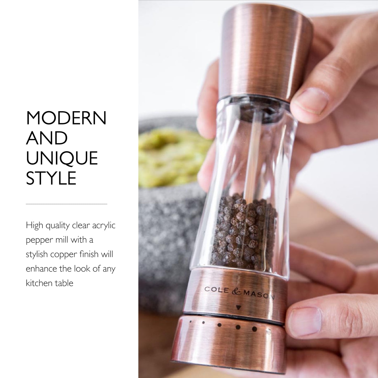 COLE & MASON Derwent Pepper Grinder - Copper Mill Includes Gourmet Precision Mechanism and Premium Peppercorns