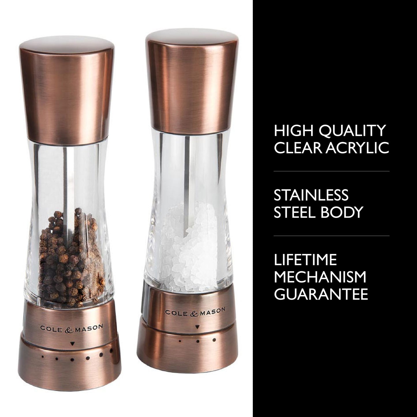 Cole & Mason Derwent Gourmet Precision Copper Salt and Pepper Mill Set with...