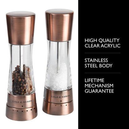 Cole & Mason Derwent Gourmet Precision Copper Salt and Pepper Mill Set with...