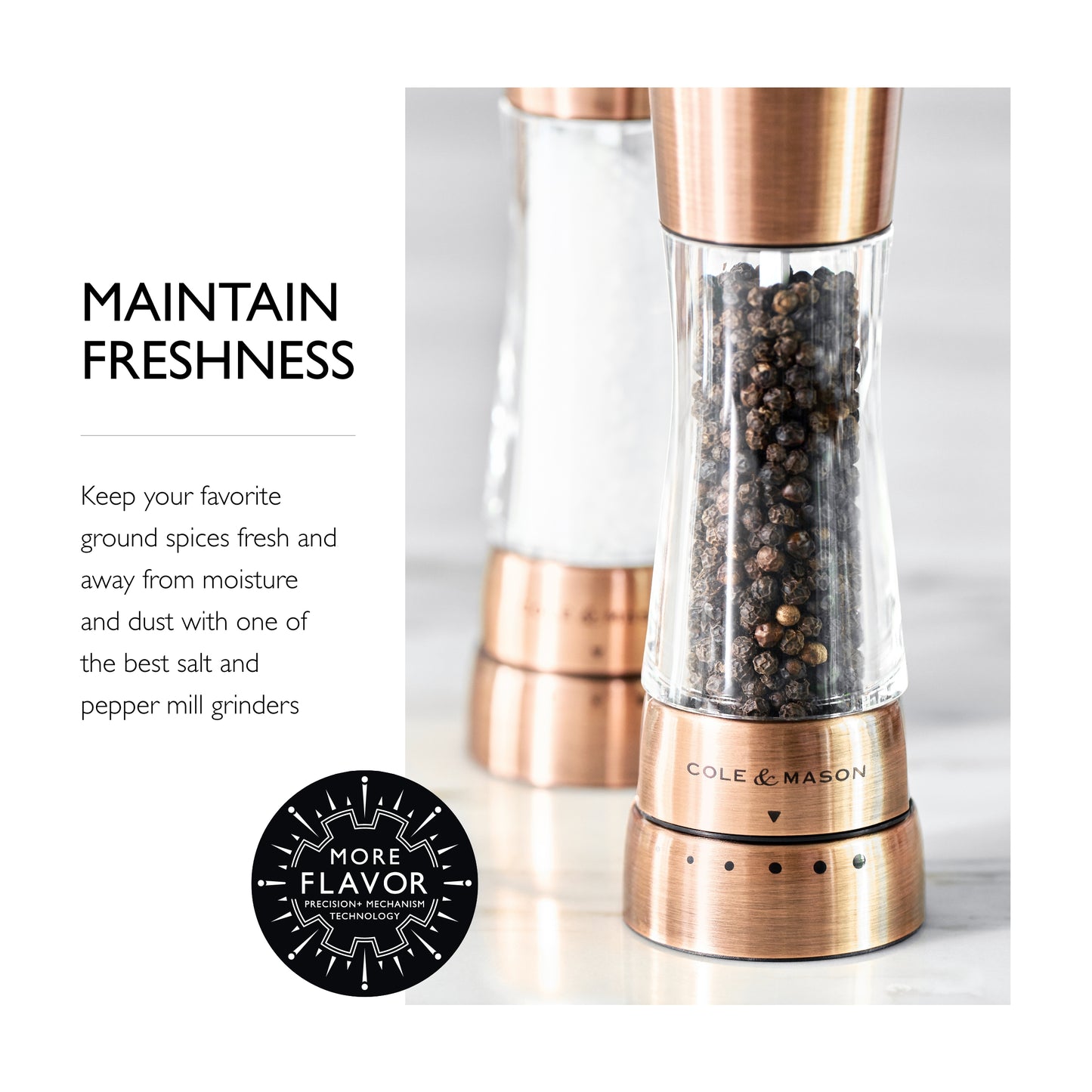 Cole & Mason Derwent Gourmet Precision Copper Salt and Pepper Mill Set with...