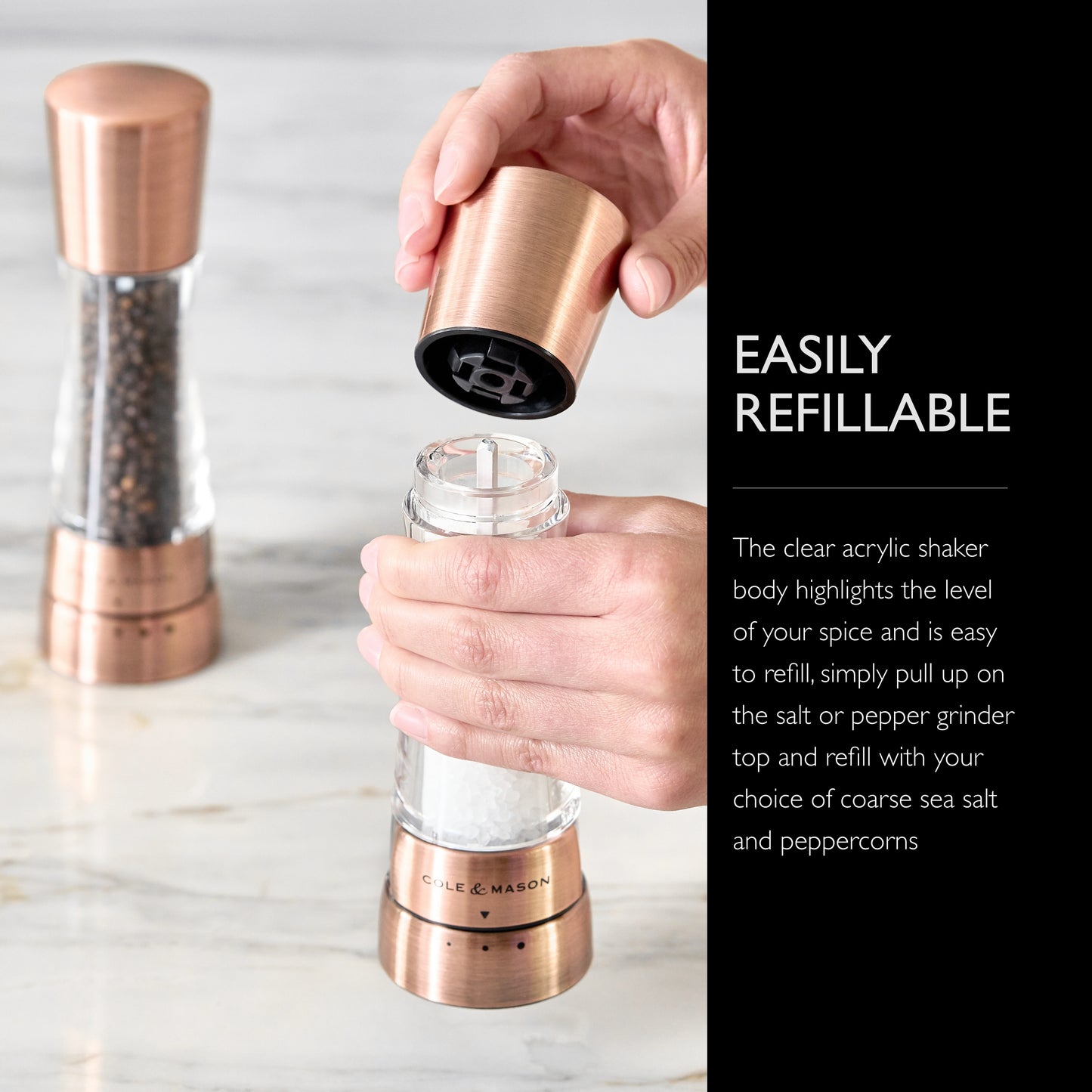 Cole & Mason Derwent Gourmet Precision Copper Salt and Pepper Mill Set with...