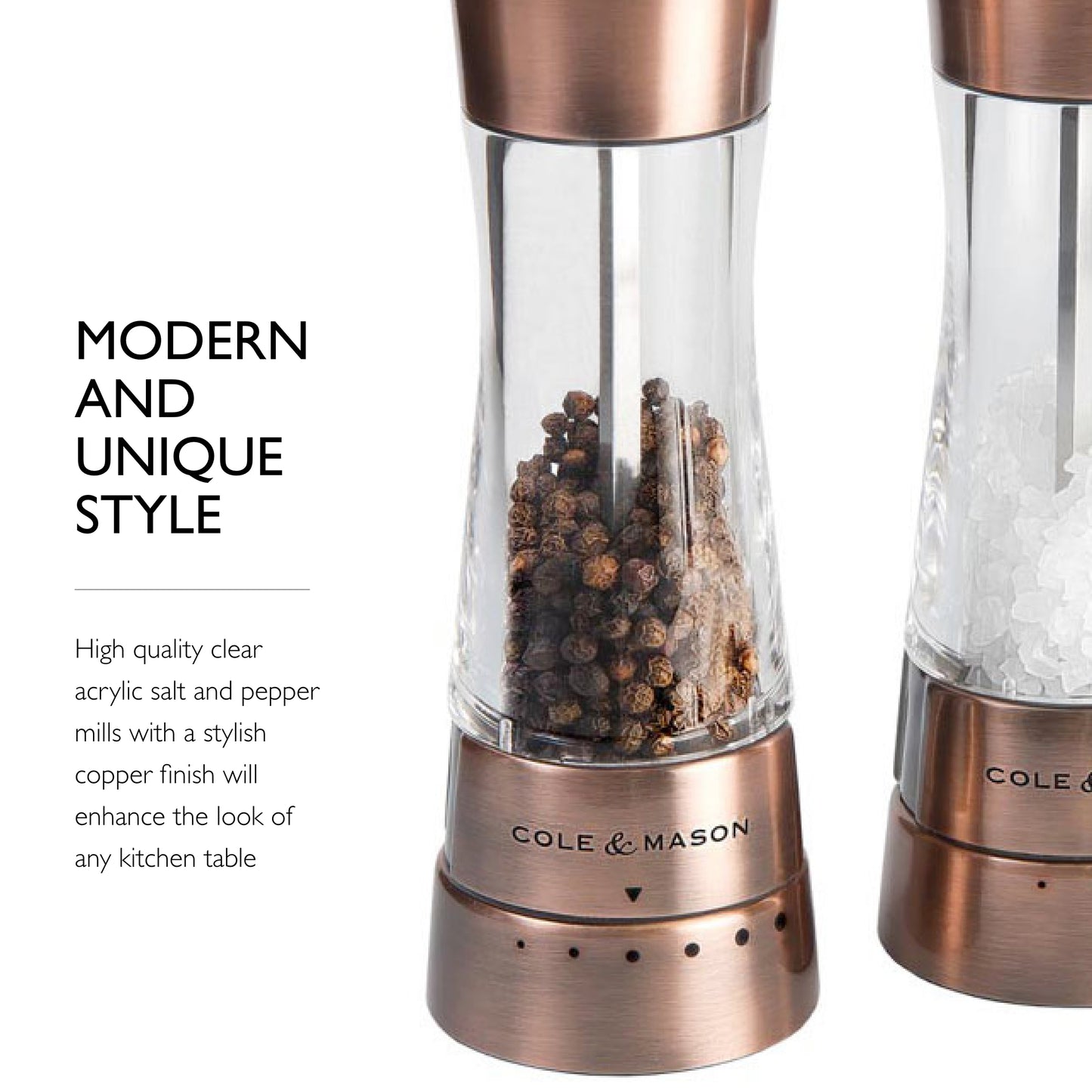 Cole & Mason Derwent Gourmet Precision Copper Salt and Pepper Mill Set with...