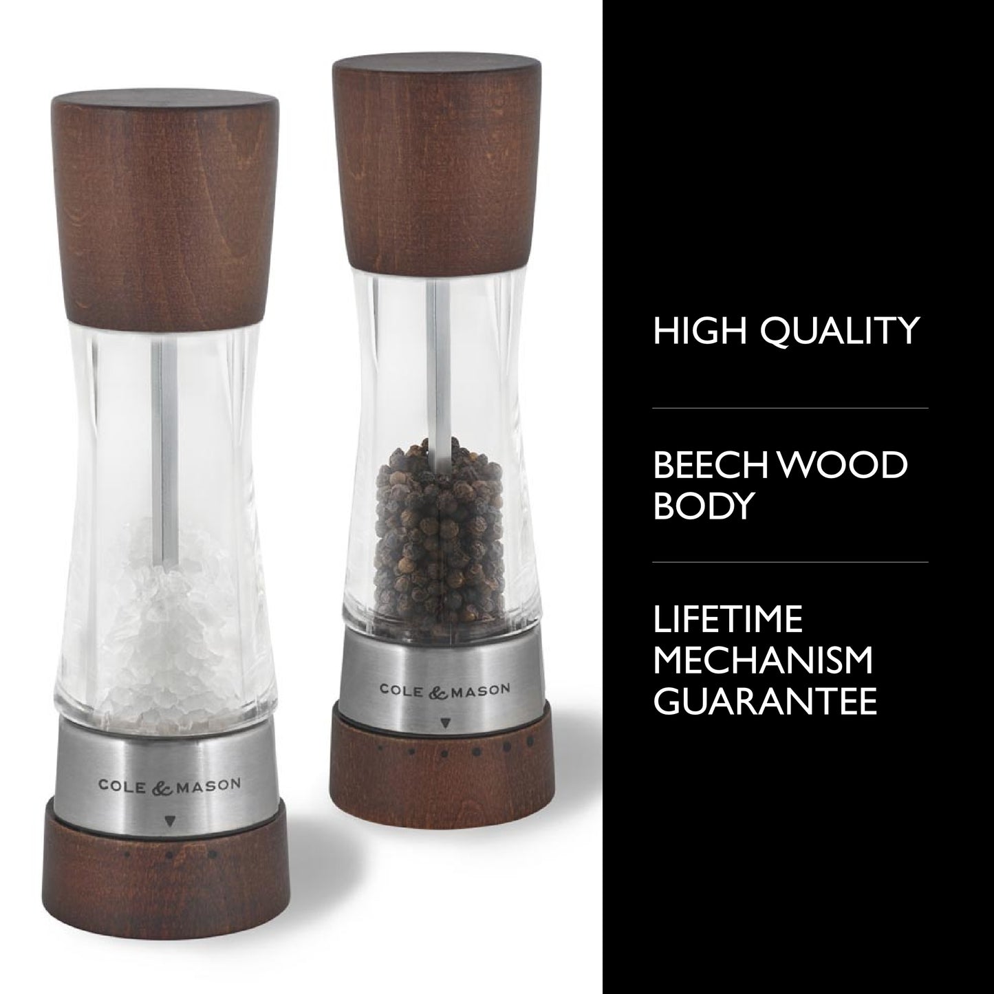 Cole & Mason Derwent Salt & Pepper Mill and Grinder Set, 7.5", Wood