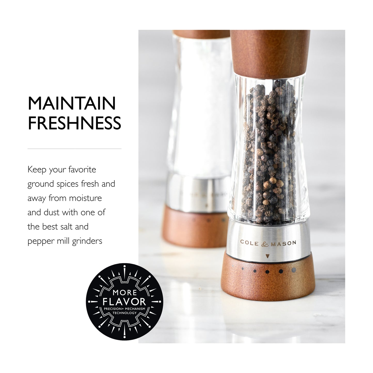 Cole & Mason Derwent Salt & Pepper Mill and Grinder Set, 7.5", Wood