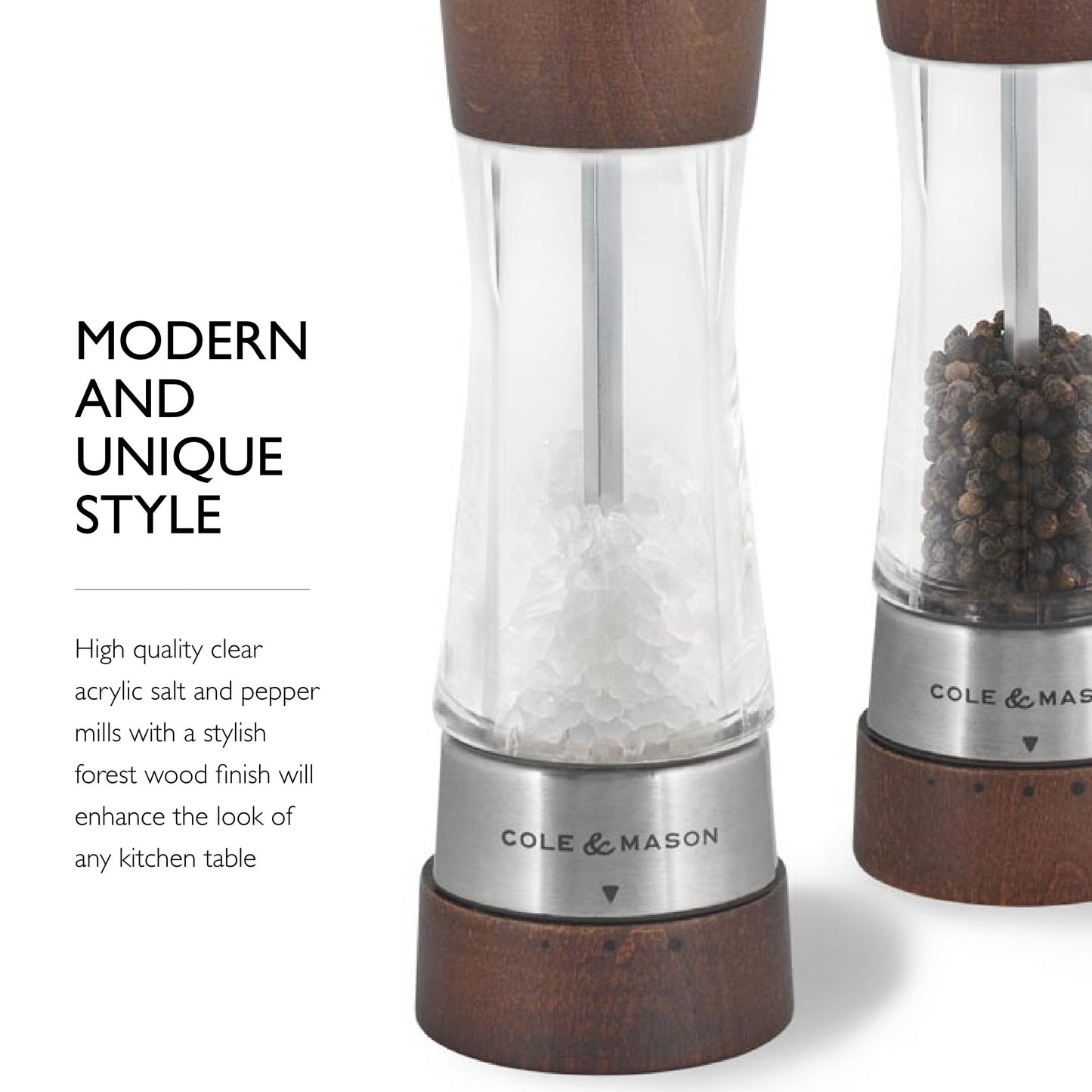 Cole & Mason Derwent Salt & Pepper Mill and Grinder Set, 7.5", Wood