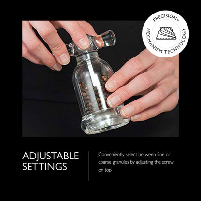 COLE & MASON Tap Salt and Pepper Grinder Set - Acrylic Mills Include Precision Mechanisms and Premium Sea Salt and Peppercorns