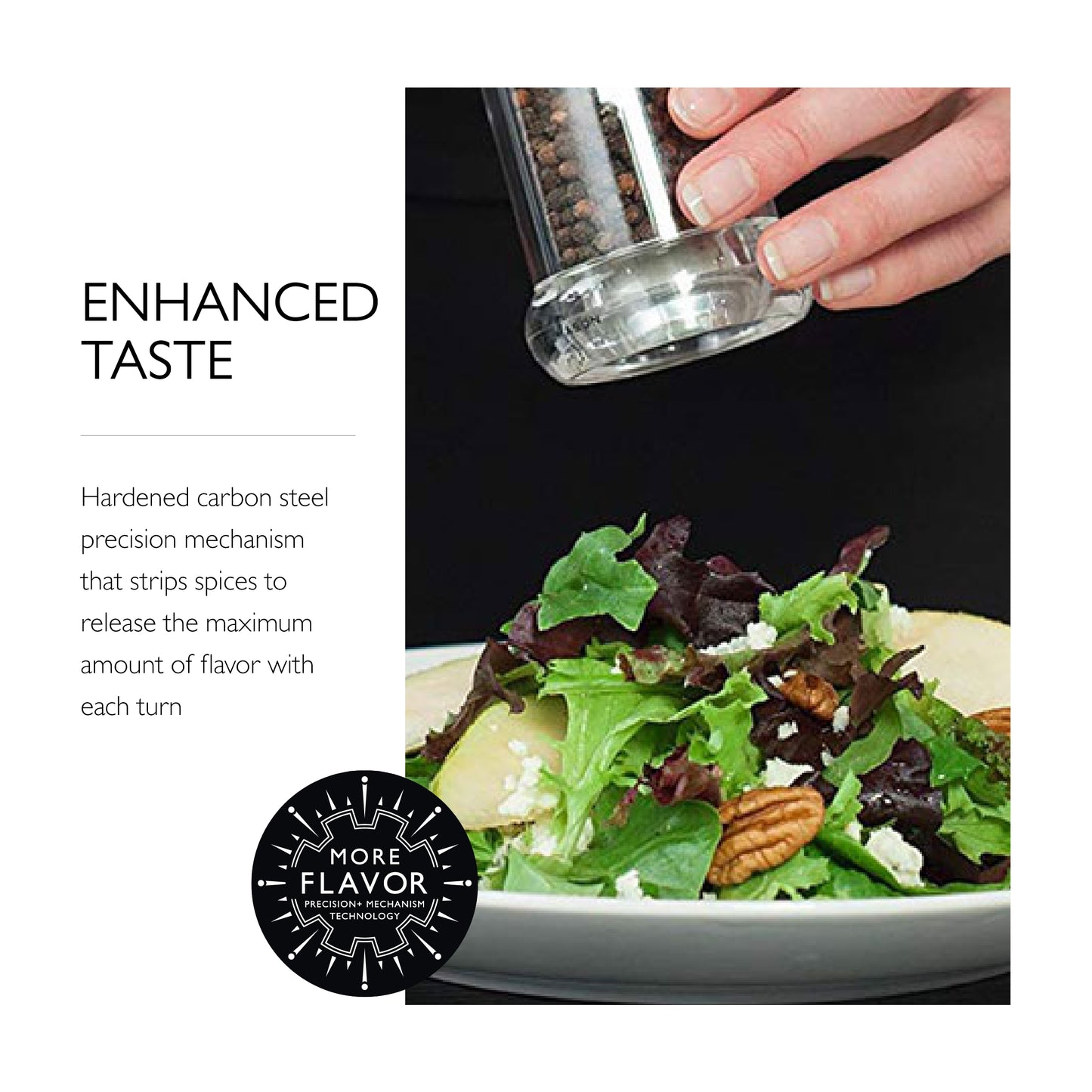 COLE & MASON Tap Salt and Pepper Grinder Set - Acrylic Mills Include Precision Mechanisms and Premium Sea Salt and Peppercorns