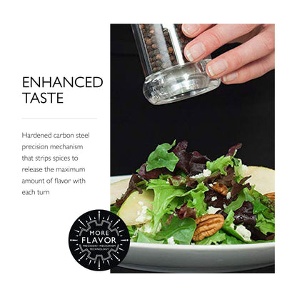 COLE & MASON Tap Salt and Pepper Grinder Set - Acrylic Mills Include Precision Mechanisms and Premium Sea Salt and Peppercorns