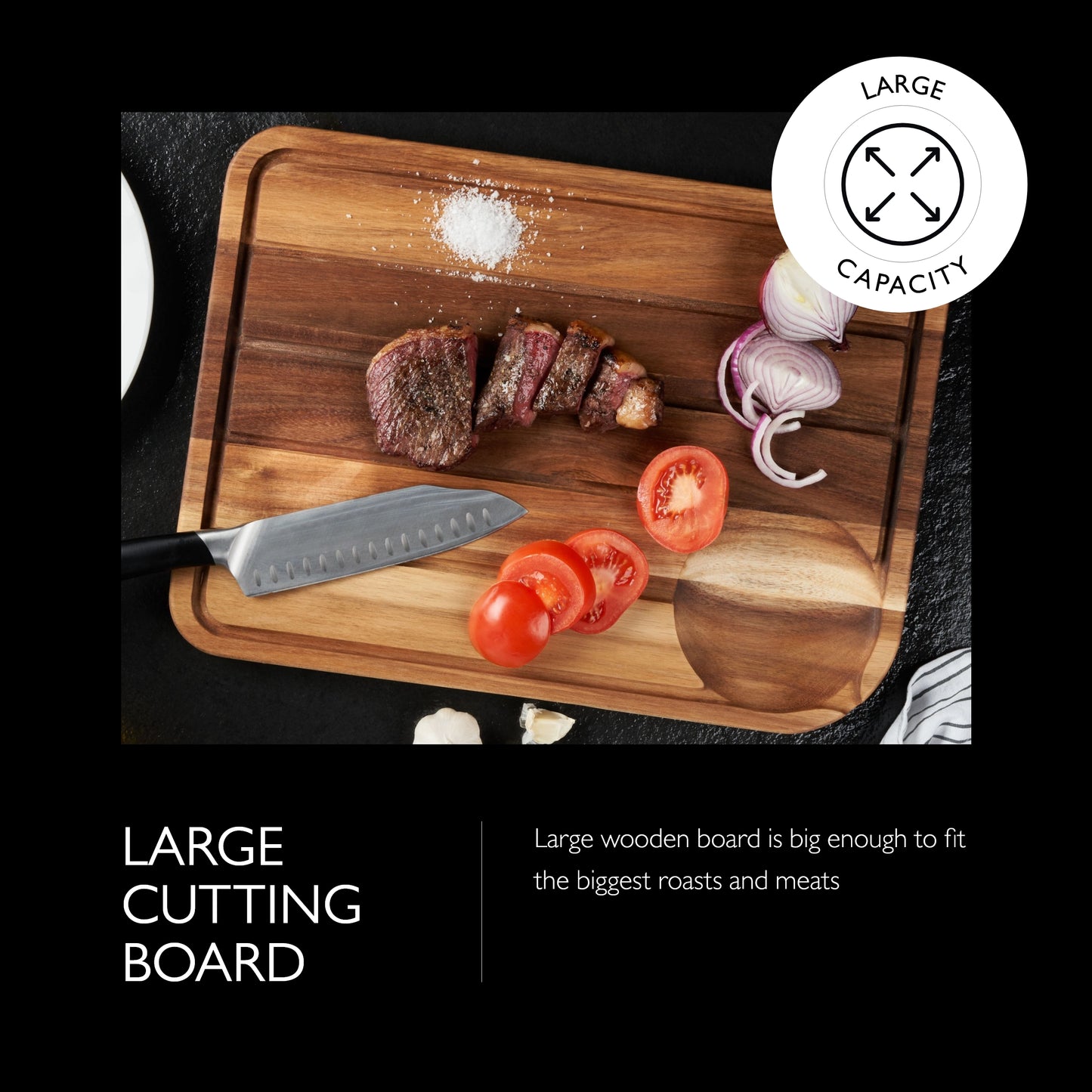 Cole & Mason Berden Large Chopping & Carving Board, Acacia Wood Board, Cutting Board, Serving Board, 18.5" x13.5"