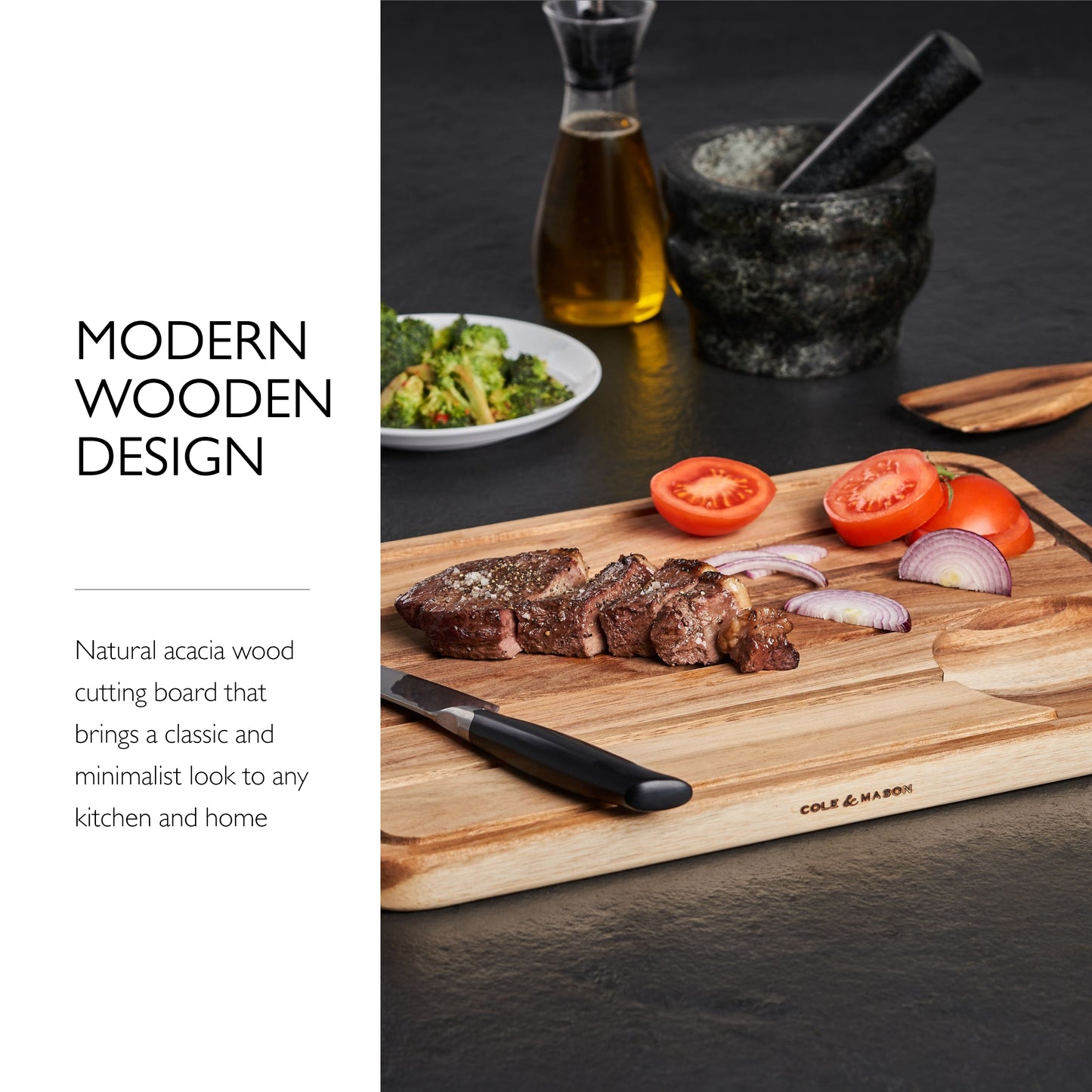 Cole & Mason Berden Large Chopping & Carving Board, Acacia Wood Board, Cutting Board, Serving Board, 18.5" x13.5"
