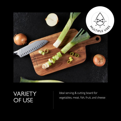 Cole & Mason Barkway Small Chopping Board With Handle Acacia Wood Board, Cutting Board, Serving Board 16" x 8"