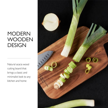 Cole & Mason Barkway Small Chopping Board With Handle Acacia Wood Board, Cutting Board, Serving Board 16" x 8"