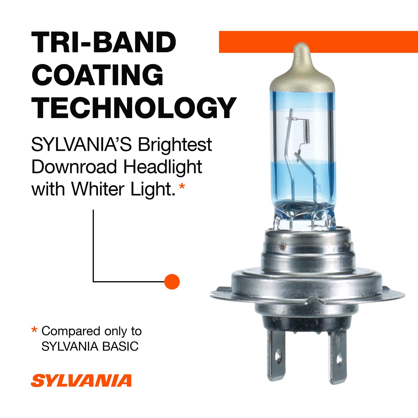 SYLVANIA - H7 SilverStar Ultra - High Performance Halogen Headlight Bulb, High Beam, Low Beam and Fog Replacement Bulb, Brightest Downroad with Whiter Light, Tri-Band Technology (Contains 2 Bulbs)