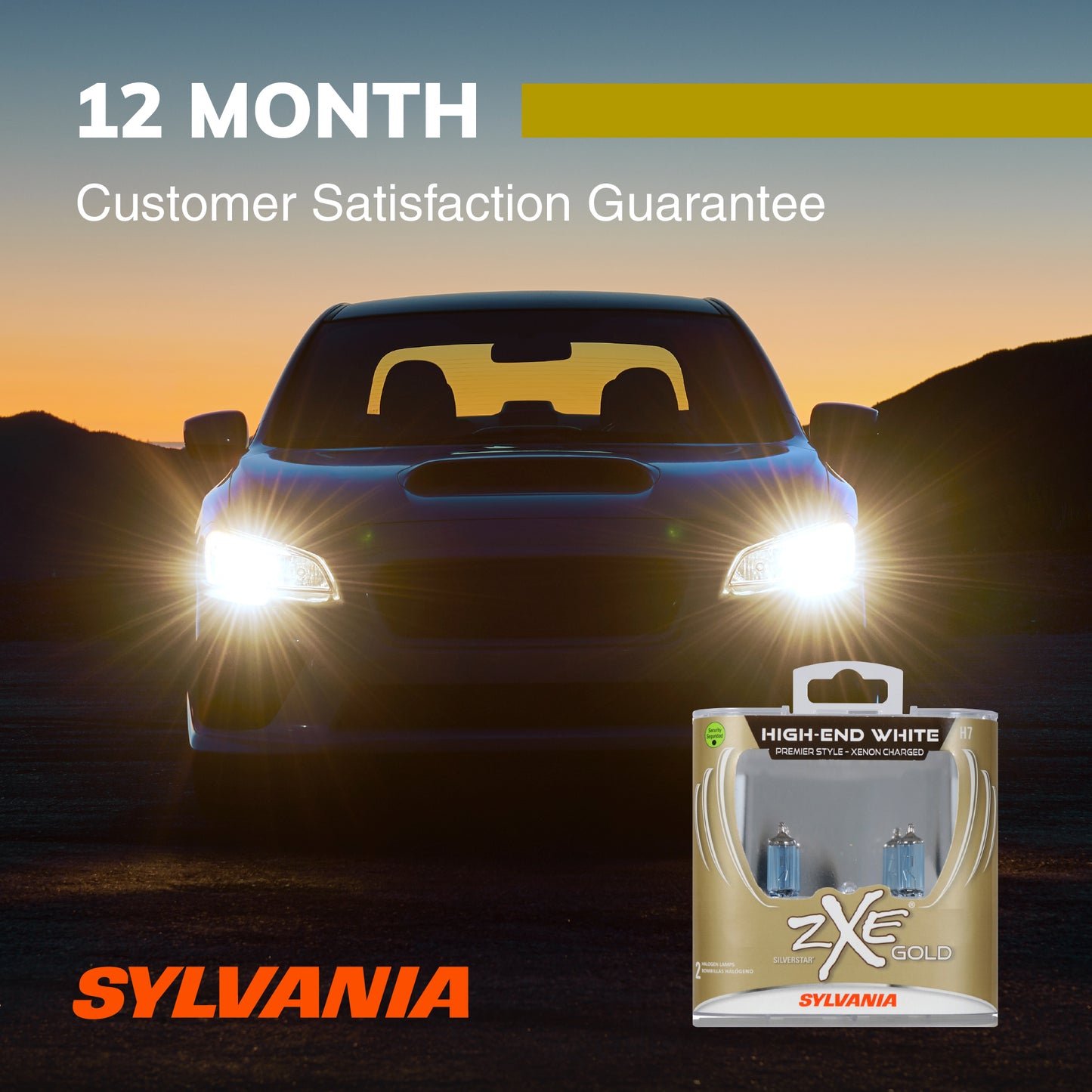 SYLVANIA - H7 (64210) SilverStar zXe GOLD High Performance Halogen Headlight Bulb - Headlight & Fog Light, Bright White Light Output, Best HID Alternative, Xenon Charged Technology (Contains 2 Bulbs)