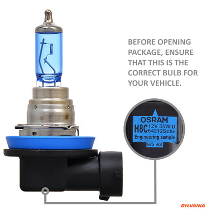 SYLVANIA H8 zXe High Performance Halogen Fog Light Bulb, (Contains 2 Bulbs) (H8SZ.BB2)