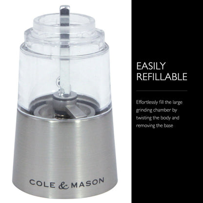 COLE & MASON Richmond Electric Salt and Pepper Grinder Set - Stainless Steel Electronic Mills Include Gift Box and Gourmet Precision Mechanisms