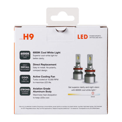 Sylvania H9 LED Powersport Headlight Bulbs for Off-Road Use or Fog Lights - 2 Pack