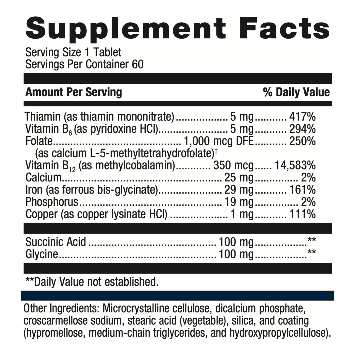 Metagenics Hemagenics Iron Supplement with Vitamin B12, B6 and Folate to Help Support Healthy Red Blood Cell Function - 60 Count