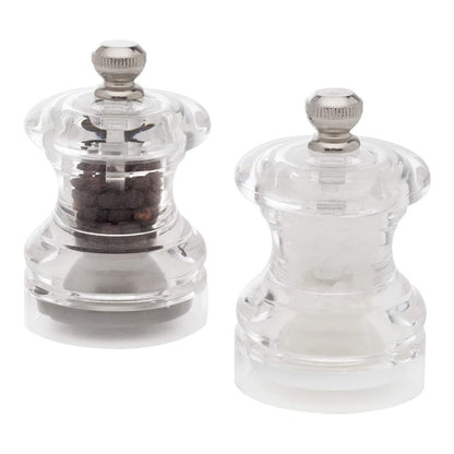 COLE & MASON Button Mini Salt and Pepper Grinder Set, Stainless Steel Mills