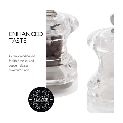 COLE & MASON Button Mini Salt and Pepper Grinder Set, Stainless Steel Mills
