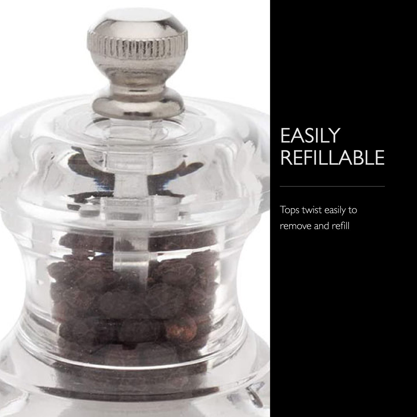 COLE & MASON Button Mini Salt and Pepper Grinder Set, Stainless Steel Mills
