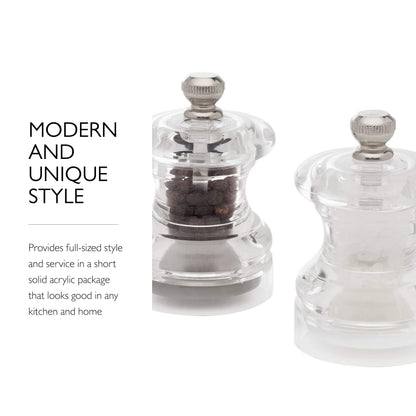 COLE & MASON Button Mini Salt and Pepper Grinder Set, Stainless Steel Mills
