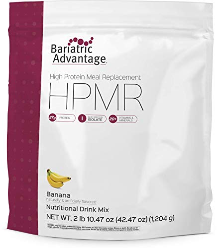 Bariatric Advantage High Protein Meal Replacement Drink Mix, Protein Powder Whey Isolate for Gastric Bypass and Sleeve Gastrectomy Patients, 27g Protein, Lactose Free - Banana, 28 Servings