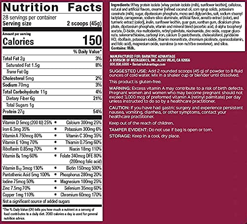 Bariatric Advantage High Protein Meal Replacement Drink Mix, Protein Powder Whey Isolate for Gastric Bypass and Sleeve Gastrectomy Patients, 27g Protein, Lactose Free - Iced Latte, 28 Servings