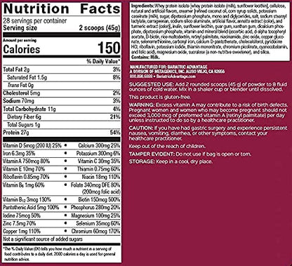 Bariatric Advantage High Protein Meal Replacement Drink Mix, Protein Powder Whey Isolate for Gastric Bypass and Sleeve Gastrectomy Patients, 27g Protein, Lactose Free - Iced Latte, 28 Servings