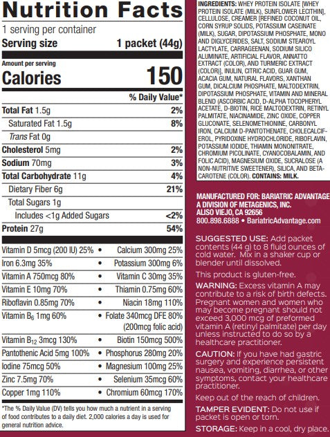 Bariatric Advantage High Protein Meal Replacement Drink Mix, Protein Powder Whey Isolate for Gastric Bypass and Sleeve Gastrectomy Patients, 27g Protein, Lactose Free - Orange Cream, 28 Servings