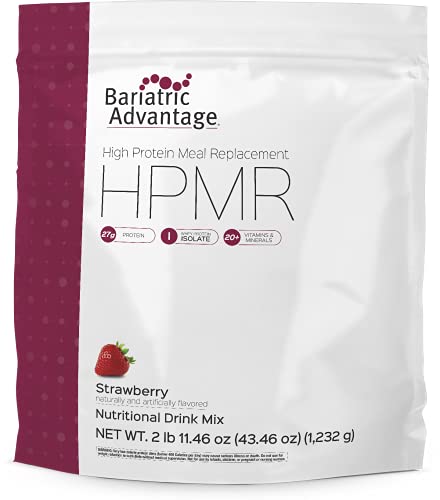 Bariatric Advantage High Protein Meal Replacement Drink Mix, Protein Powder Whey Isolate for Gastric Bypass and Sleeve Gastrectomy Patients, 27g Protein, Lactose Free - Strawberry, 28 Servings