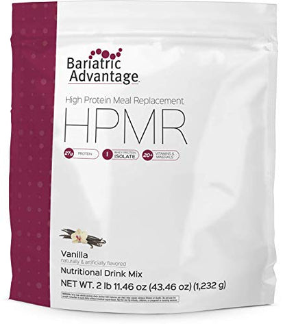 Bariatric Advantage High Protein Meal Replacement Drink Mix, Protein Powder Whey Isolate for Gastric Bypass and Sleeve Gastrectomy Patients, 27g Protein, Lactose Free - Vanilla, 28 Servings