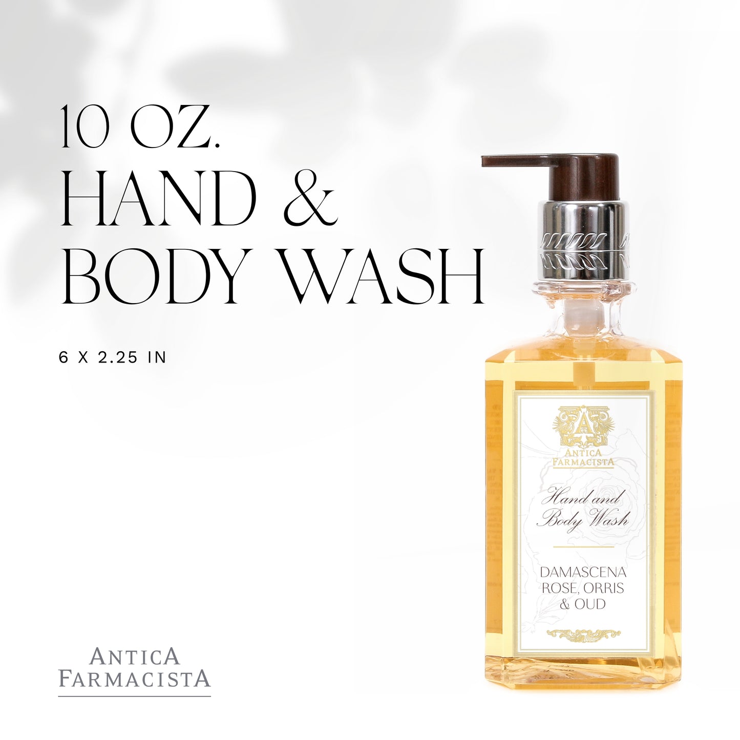 Antica Farmacista Damascena Rose, Orris and Oud Hand and Body Wash, 10 Fl Oz
