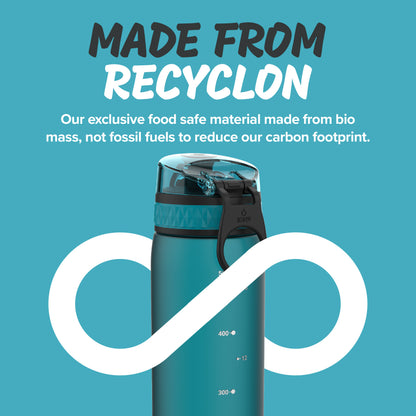 Ion8 Sport/Bike Water Bottle - Leakproof and BPA-free Water Bottle - Fits in Lunch Boxes, Handbags, Car Cup Holders, Backpacks, 34 oz/1000 ml (Pack of 1) - OneTouch 1.0 - Aqua
