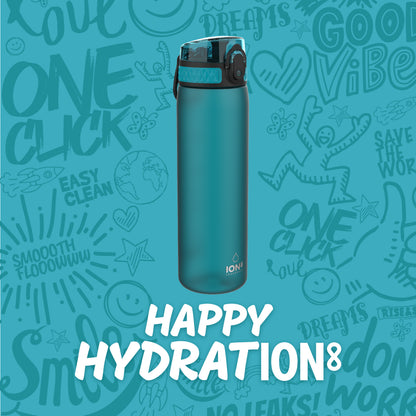 Ion8 Sport/Bike Water Bottle - Leakproof and BPA-free Water Bottle - Fits in Lunch Boxes, Handbags, Car Cup Holders, Backpacks, 34 oz/1000 ml (Pack of 1) - OneTouch 1.0 - Aqua