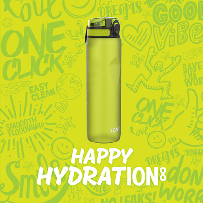 Ion8 Sport/Bike Water Bottle - Leakproof and BPA-free Water Bottle - Fits in Lunch Boxes, Handbags, Car Cup Holders, Backpacks, 34 oz/1000 ml (Pack of 1) - OneTouch 1.0 - Green