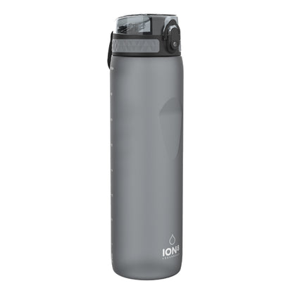 Ion8 Sport/Bike Water Bottle - Leakproof and BPA-free Water Bottle - Fits in Lunch Boxes, Handbags, Car Cup Holders, Backpacks, 34 oz/1000 ml (Pack of 1) - OneTouch 1.0 - Gray
