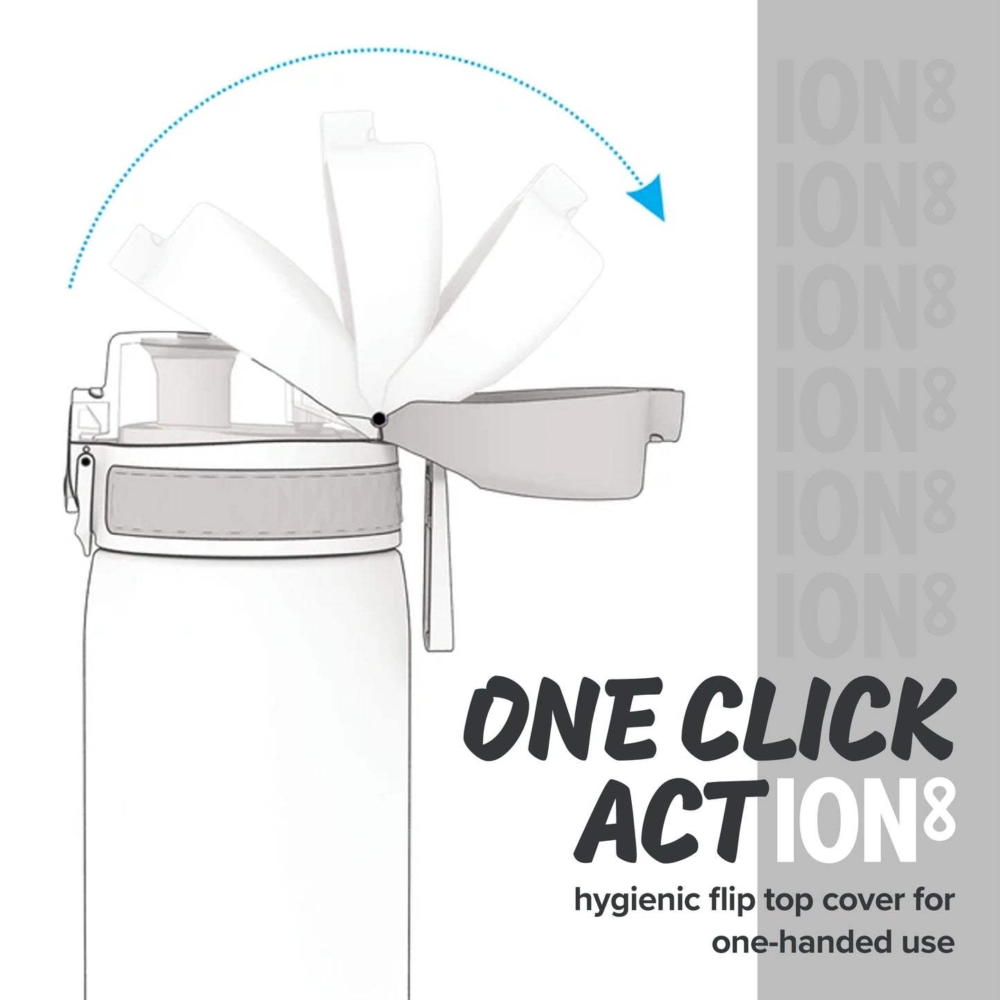 Ion8 Sport/Bike Water Bottle - Leakproof and BPA-free Water Bottle - Fits in Lunch Boxes, Handbags, Car Cup Holders, Backpacks, 34 oz/1000 ml (Pack of 1) - OneTouch 1.0 - Gray