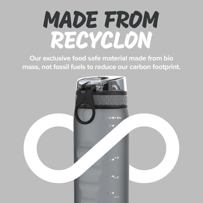 Ion8 Sport/Bike Water Bottle - Leakproof and BPA-free Water Bottle - Fits in Lunch Boxes, Handbags, Car Cup Holders, Backpacks, 34 oz/1000 ml (Pack of 1) - OneTouch 1.0 - Gray