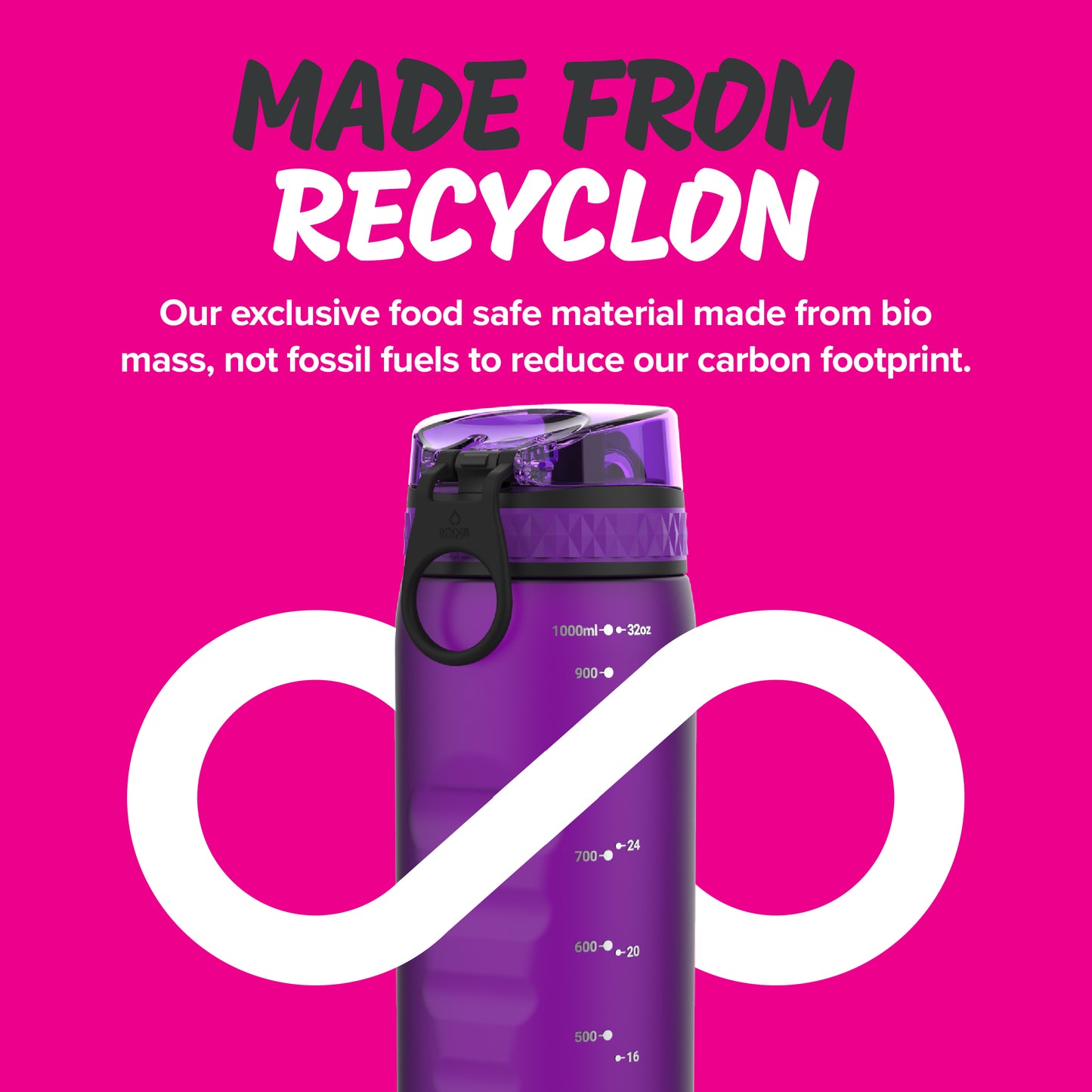Ion8 Sport/Bike Water Bottle - Leakproof and BPA-free Water Bottle - Fits in Lunch Boxes, Handbags, Car Cup Holders, Backpacks, 34 oz/1000 ml (Pack of 1) - OneTouch 1.0 - Purple