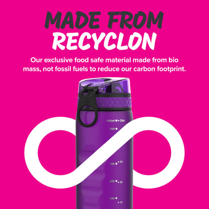 Ion8 Sport/Bike Water Bottle - Leakproof and BPA-free Water Bottle - Fits in Lunch Boxes, Handbags, Car Cup Holders, Backpacks, 34 oz/1000 ml (Pack of 1) - OneTouch 1.0 - Purple