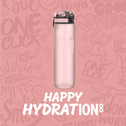 Ion8 Sport/Bike Water Bottle - Leakproof and BPA-free Water Bottle - Fits in Lunch Boxes, Handbags, Car Cup Holders, Backpacks, 34 oz/1000 ml (Pack of 1) - OneTouch 1.0 - Rose Quartz