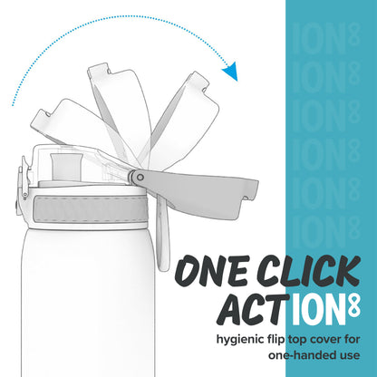 Ion8 Kid's One Touch On-The-Go Printed Water Bottle - Leakproof and BPA-Free Water Bottle - Fits Car Cup Holders and Kid's Backpacks 12 oz / 350 ml - Space
