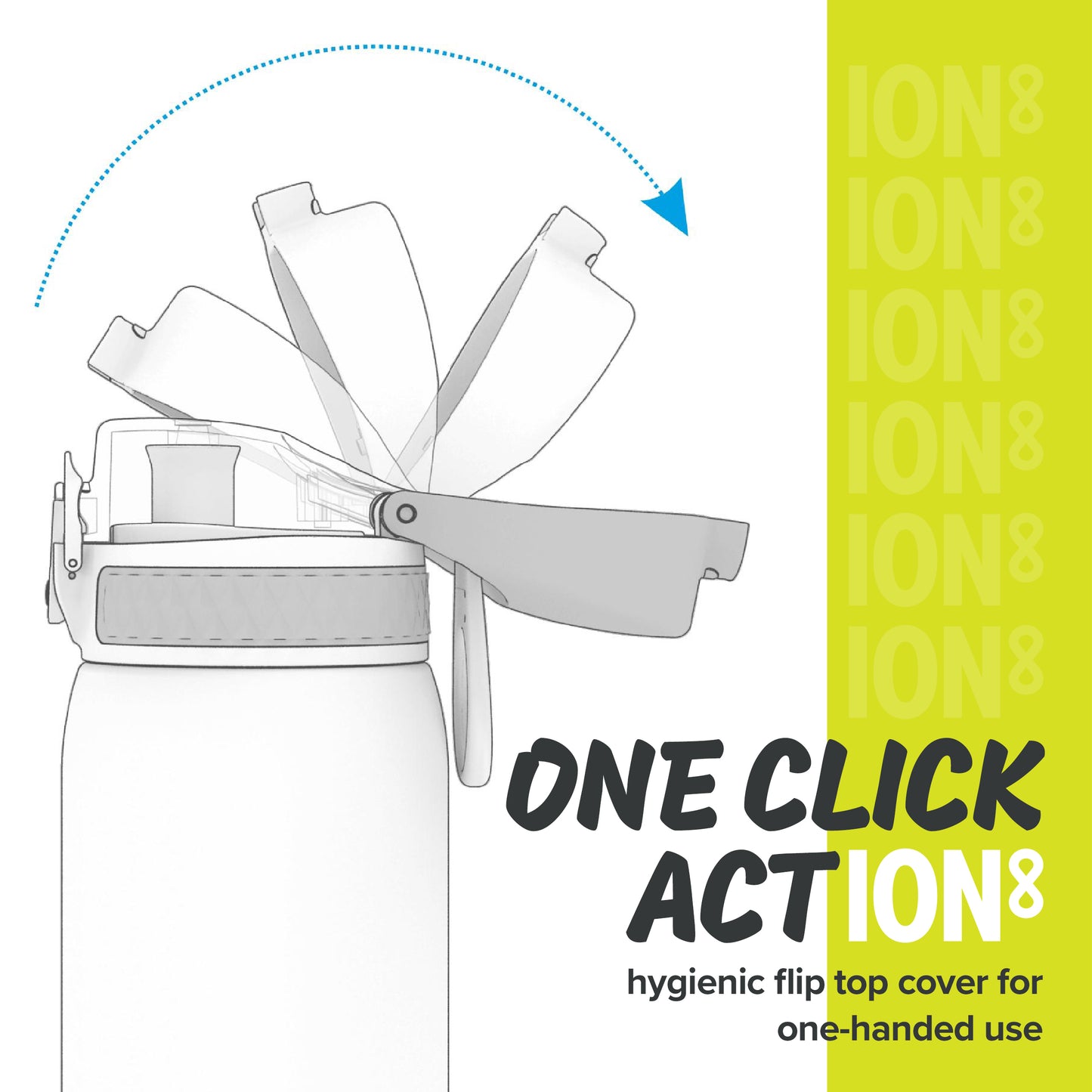 Ion8 Kid's One Touch On-The-Go Printed Water Bottle - Leakproof and BPA-Free Water Bottle - Fits Car Cup Holders and Kid's Backpacks 12 oz / 350 ml - Trains
