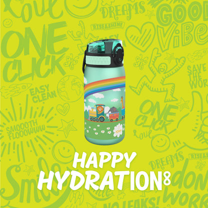 Ion8 Kid's One Touch On-The-Go Printed Water Bottle - Leakproof and BPA-Free Water Bottle - Fits Car Cup Holders and Kid's Backpacks 12 oz / 350 ml - Trains