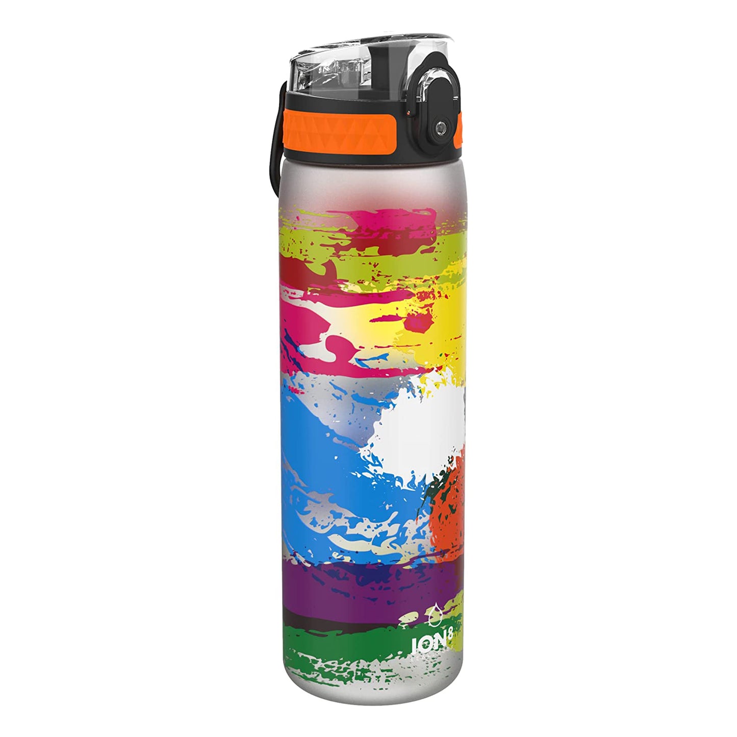 Ion8 Kid's One Touch On-The-Go Printed Water Bottle - Leakproof and BPA-Free Water Bottle - Fits Car Cup Holders and Kid's Backpacks 18 oz / 500 ml - Paint Splat