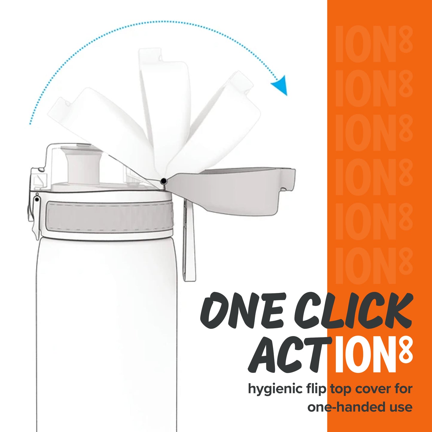 Ion8 Kid's One Touch On-The-Go Printed Water Bottle - Leakproof and BPA-Free Water Bottle - Fits Car Cup Holders and Kid's Backpacks 18 oz / 500 ml - Paint Splat
